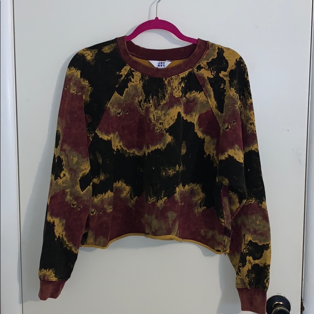 Multicolored Crew Neck Cropped Sweatshirt